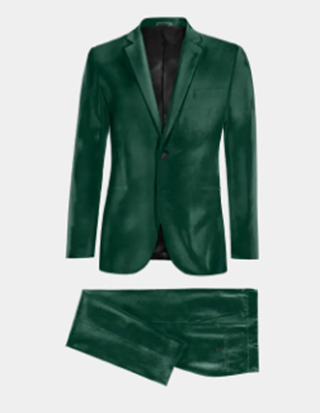 Olive Green ~ Sage Green Notch Label Velvet Suit by mensusa