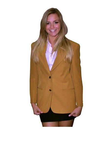 Two Button women Blazer In Gold by mensusain
