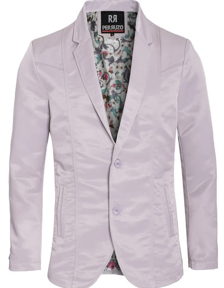 Men's Slim Fit Western Blazer Sport Coat Silver Sacos Vaqueros Para Hombre mensusain