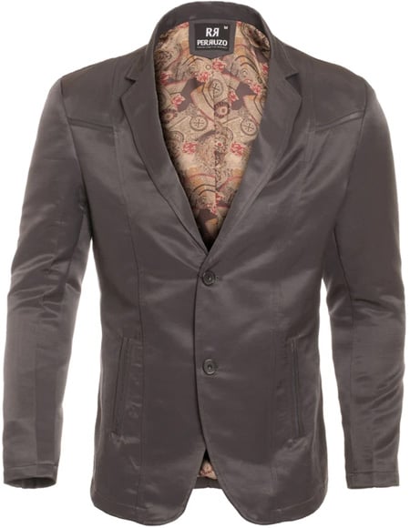 Men's Slim Fit Western Blazer Sport Coat Charcoal Sacos Vaqueros Para Hombre mensusain