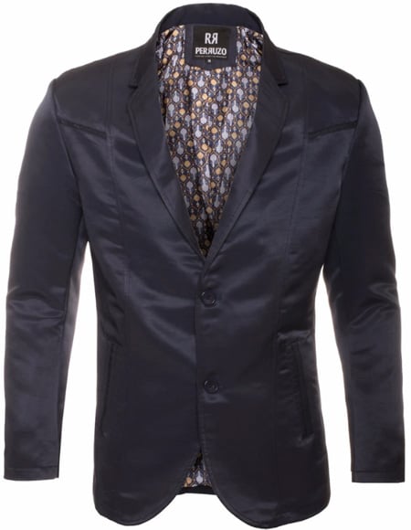 Men's Slim Fit Western Blazer Sport Coat Navy Sacos Vaqueros Para Hombre mensusain