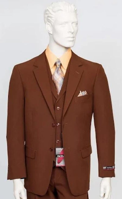 Poplin Fabric Pacelli 3pc Light Brown Suit CAMERON-10052 by Menssuitsatlantain