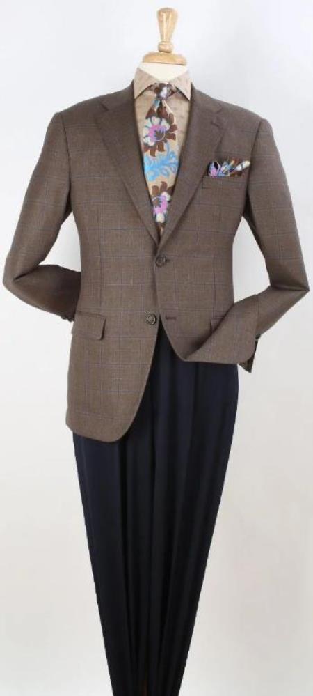 Men's Blazer Dark Brown Windowpane by Menssuitsatlantain