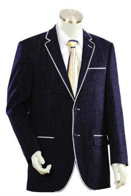Men's Dark Blue Two Buttons Style Denim blazer