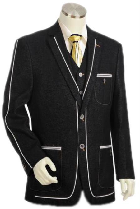 Men's 2 Button 3pc Denim blazer by mensusain