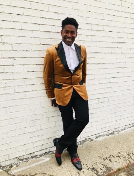 Light Brown Velvet Tuxedo + Matching Bow Tie by Menssuitsatlantain