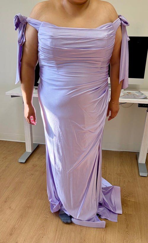 Stretchy Ruched Off The Shoulder Prom Dress
