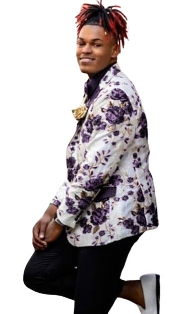 Paisley Floral Sport Coat - Prom 2026 Blazer + Matching Bowtie - Tuxedo Jacket