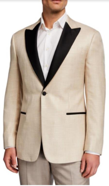 Cream Velvet Dinner Jacket - Off White Ivory Mens Tuxedo Jacket + Free Matching Bowtie by Usamensoutlet