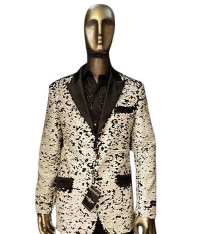 Men's Black ~ White Fashion Shiny Sequin Paisley Blazer Sport coat Tuxedo Jacket by mensusa