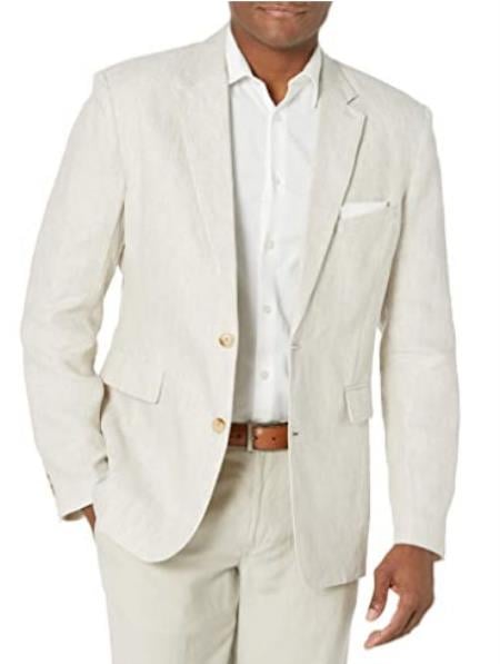 Men’s Natural Linen Blazer, Lightweight Sport Coat for Summer Wedding and Casual Events