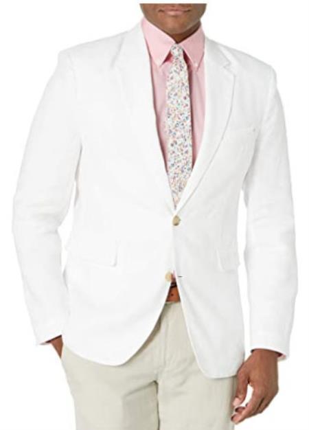Mens Linen Blazer - Brilliant White Sport Coat mensusain