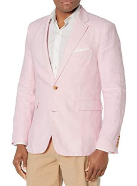 Mens Linen Blazer - Rose Shadow Sport Coat mensusain