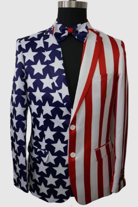 Mens 2 Button Notch Lapel Blue Blazer by mensusain