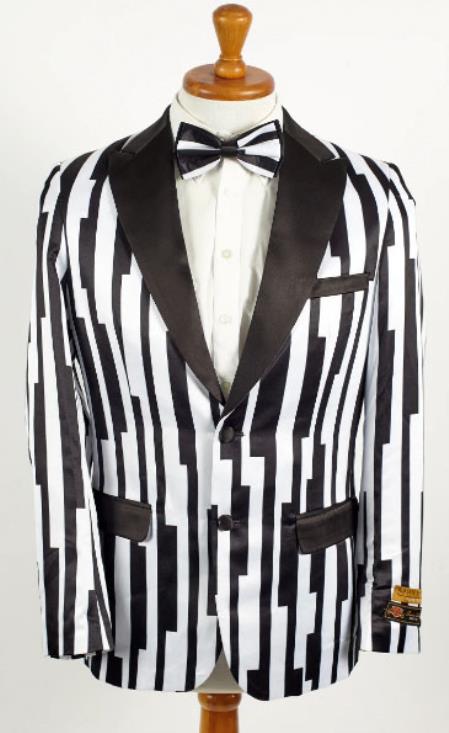 1920 Blazer - Mens Black and White Pinstripe Blazer - Black and White Striped Jacket by mensusain