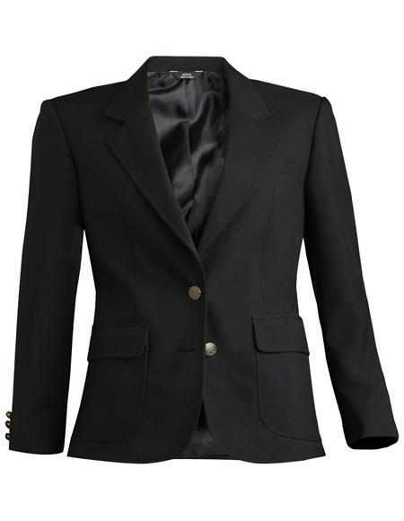 Two Button Solid Black Women Blazer - Womens Black Tuxedo by mensusain