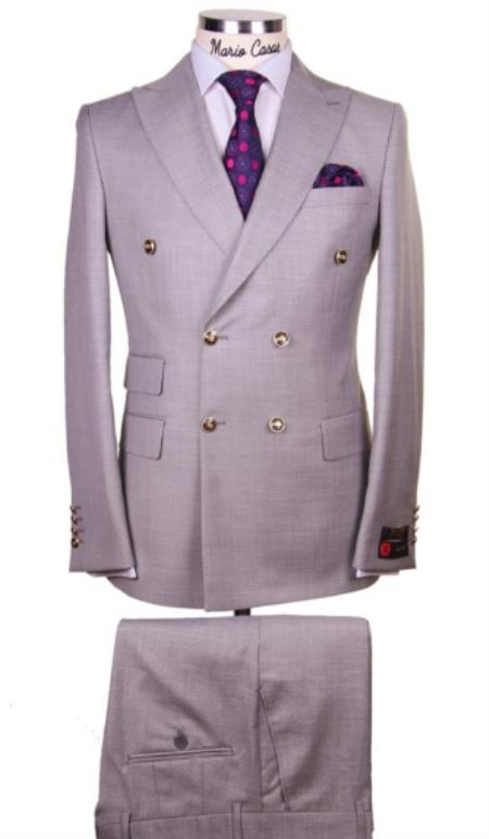 Slim Fitted Cut Mens Dark Gray Double Breasted Blazers - Double Breasted Sport Coat mensusa