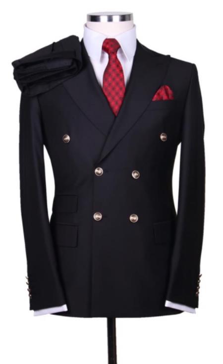 Slim Fitted Cut Mens Black Double Breasted Blazers - Double Breasted Sport Coat mensusain