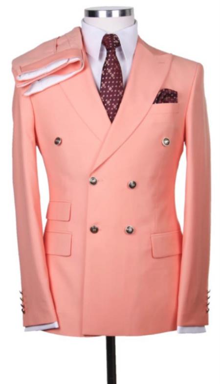Slim Fitted Cut Mens Tan Double Breasted Blazers - Double Breasted Sport Coat mensusain