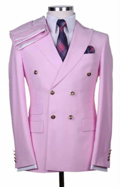Slim Fitted Cut Mens Double Breasted Blazer - Light Pink Double Breasted Sport Coat by mensusain