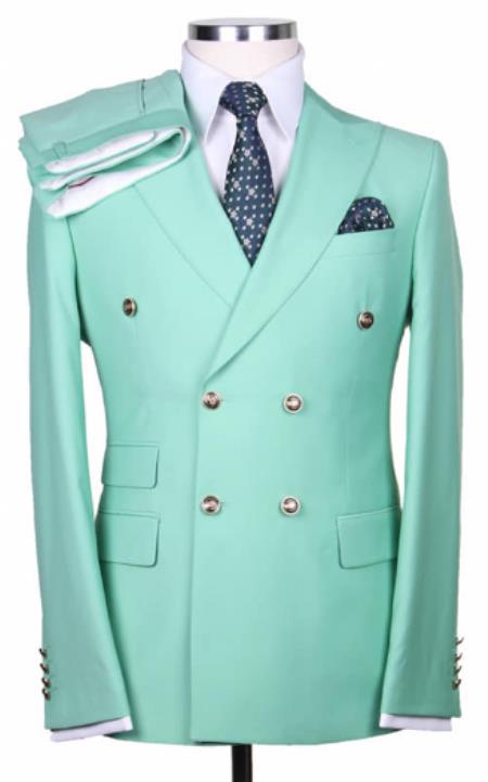 Slim Fitted Cut Mens Double Breasted Blazer - Lime Double Breasted Sport Coat by mensusain