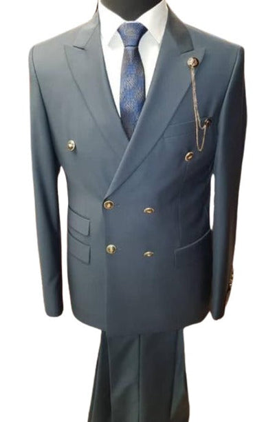 Slim Fitted Cut Mens Double Breasted Blazer - Light Grey Double Breasted Sport Coat by mensusain