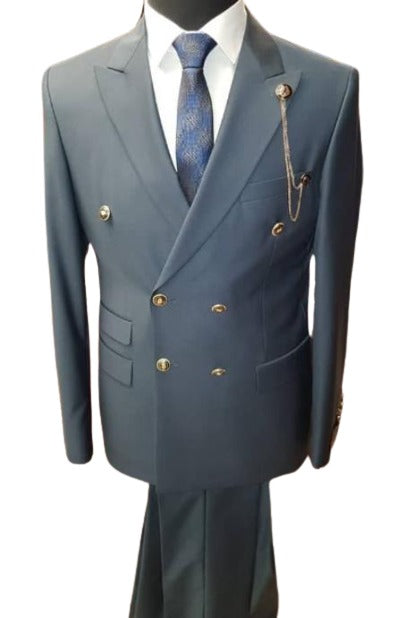 Slim Fitted Cut Mens Double Breasted Blazer - Light Grey Double Breasted Sport Coat by mensusain