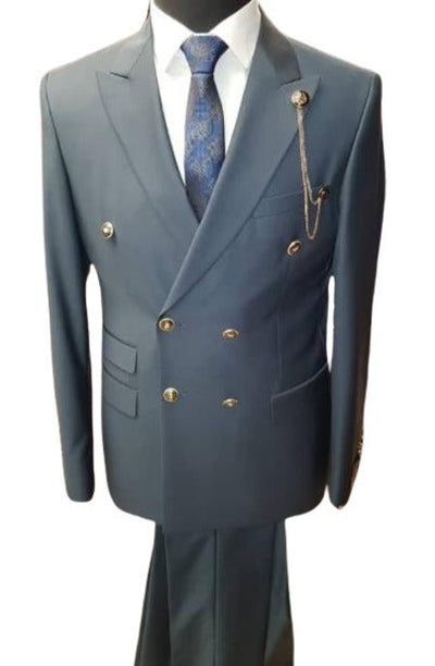 Slim Fitted Cut Mens Double Breasted Blazer - Grey Double Breasted Sport Coat by mensusain