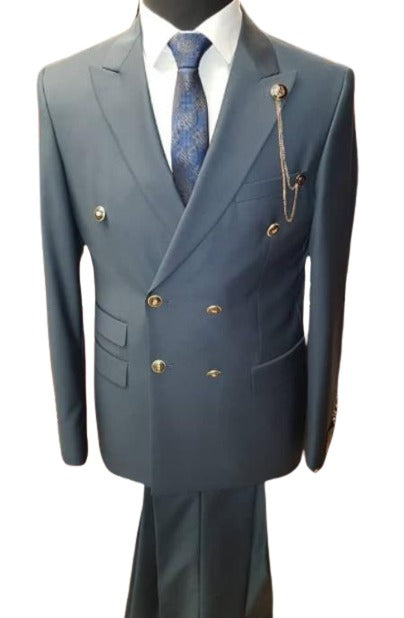 Slim Fitted Cut Mens Double Breasted Blazer - Grey Double Breasted Sport Coat by mensusain
