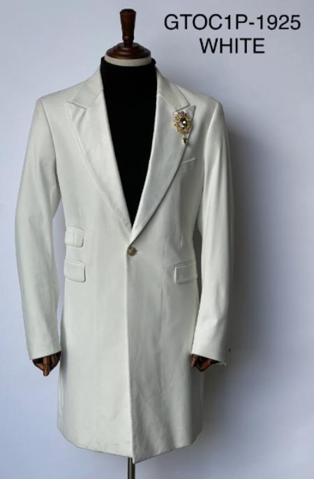Mens Velvet Tuxedo 34 Inch Long Coat - Velvet Blazer - Three Quarter White Dinner Jacket by Usamensoutlet