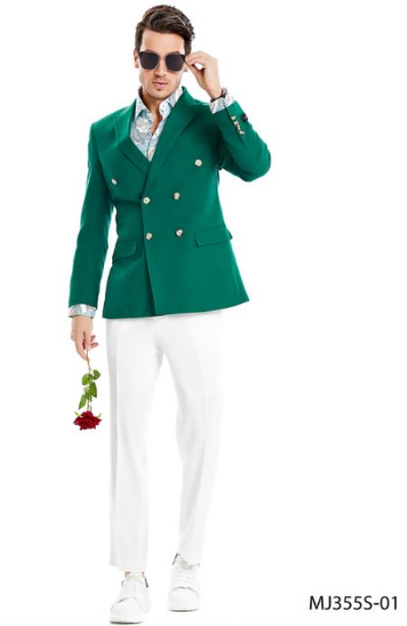 Summer Linen Blazer - Mens Sport Coat - Double Breasted Sport Coat - Green Blazer by mensusain