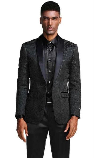 Black Slim Fashion Sport Coat by mensusain