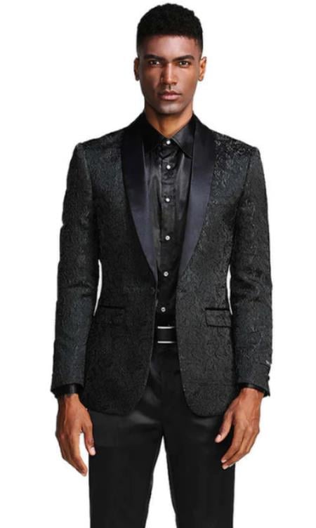 Black Slim Fashion Sport Coat by mensusain
