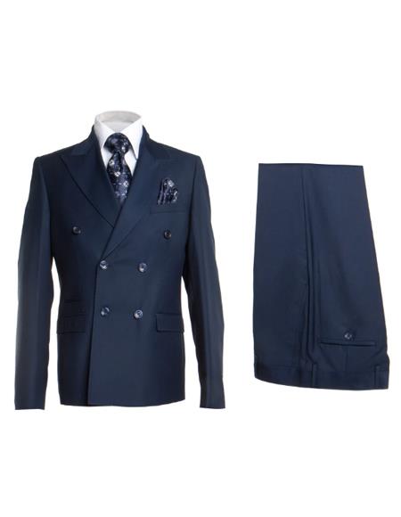 Rossiman Men’s Blue Slim Fit Suit - Modern Tailored Formalwear - Italian 3-Piece Elegant Suit for Men by USA Men's Outlet