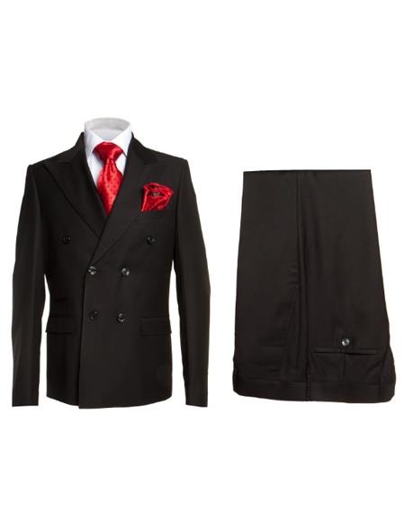 Rossiman Men’s Formal Black Slim Fit Suit - 3-Piece with Stylish Vest & Trousers - Italian Tailored Elegance by USA Men's Outlet