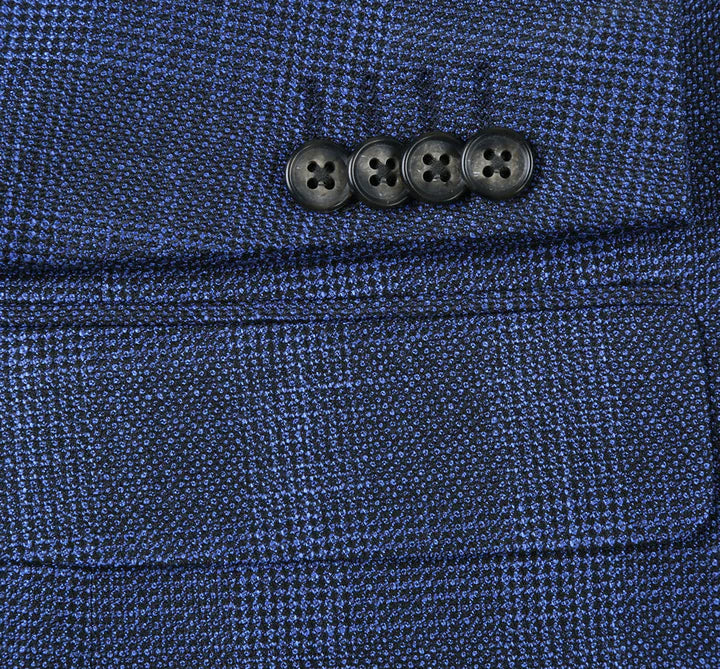 Saco Vaquero Western Sport Coat - Western Blazer Mens Two Button Classic Fit Sport Coat Blazer in Navy Blue Windowpane Plaid