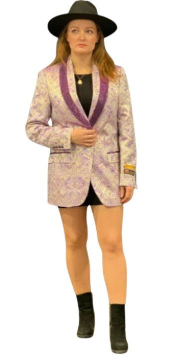 Mens Plus Size Blazers - Large Mens Blazers Mens Lavnder Paisley Blazer - Big and Tall Sport Coat With Bowtie mensusain