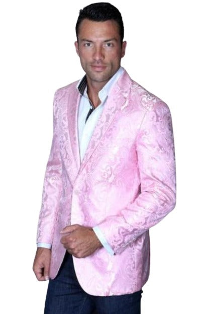 Pink Paisley Blazer - Mens Prom 2026 Tuxedo Jacket - Big and Tall Sport Coat mensusain