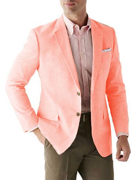 Mens Linen Blazer - Salmon Linen Sport Coat - Summer Blazer mensusa