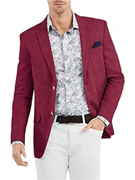 Linen Blazer - Burgundy Linen Sportcoat by mensusa