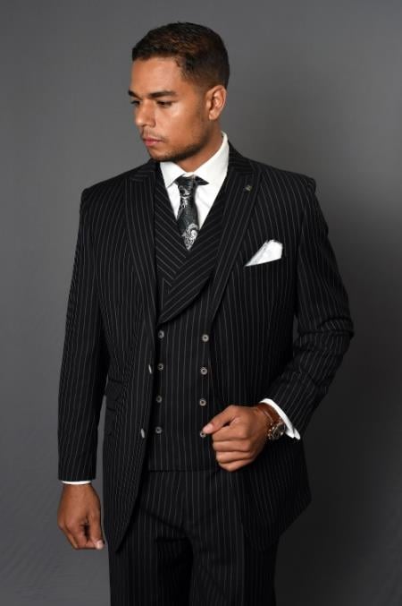 Men’s Black and Grey Statement Suit – Modern Formal Designer Suit