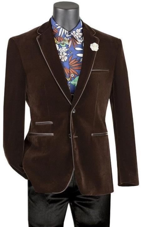 Mens Brown Slim Fit Velvet Blazer by Menssuitsatlantain
