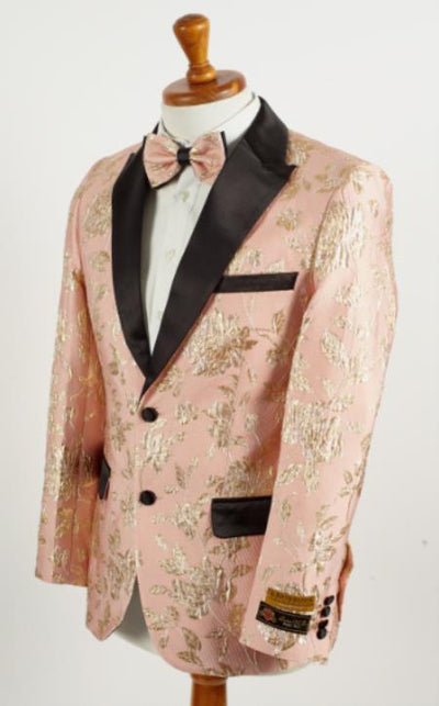 Big and Tall Tuxedo Jacket - Sand ~ Gold Paisley Floral Blazer by mensusa