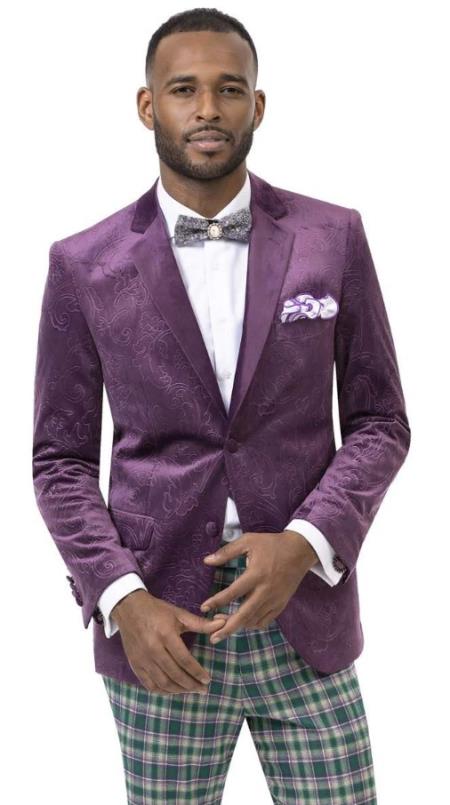 Purple Paisley Blazer - Velvet Lavender Sport Coat - Slim Fit Jacket by mensusa