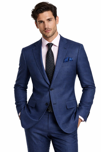 Saco Vaquero Western Sport Coat - Western Blazer Mens Two Button Classic Fit Sport Coat Blazer in Navy Blue Windowpane Plaid