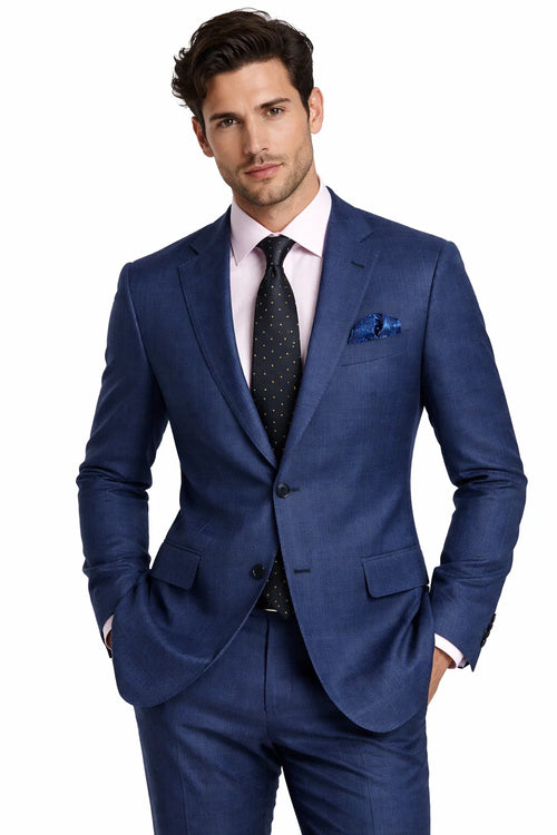 Saco Vaquero Western Sport Coat - Western Blazer Mens Two Button Classic Fit Sport Coat Blazer in Navy Blue Windowpane Plaid