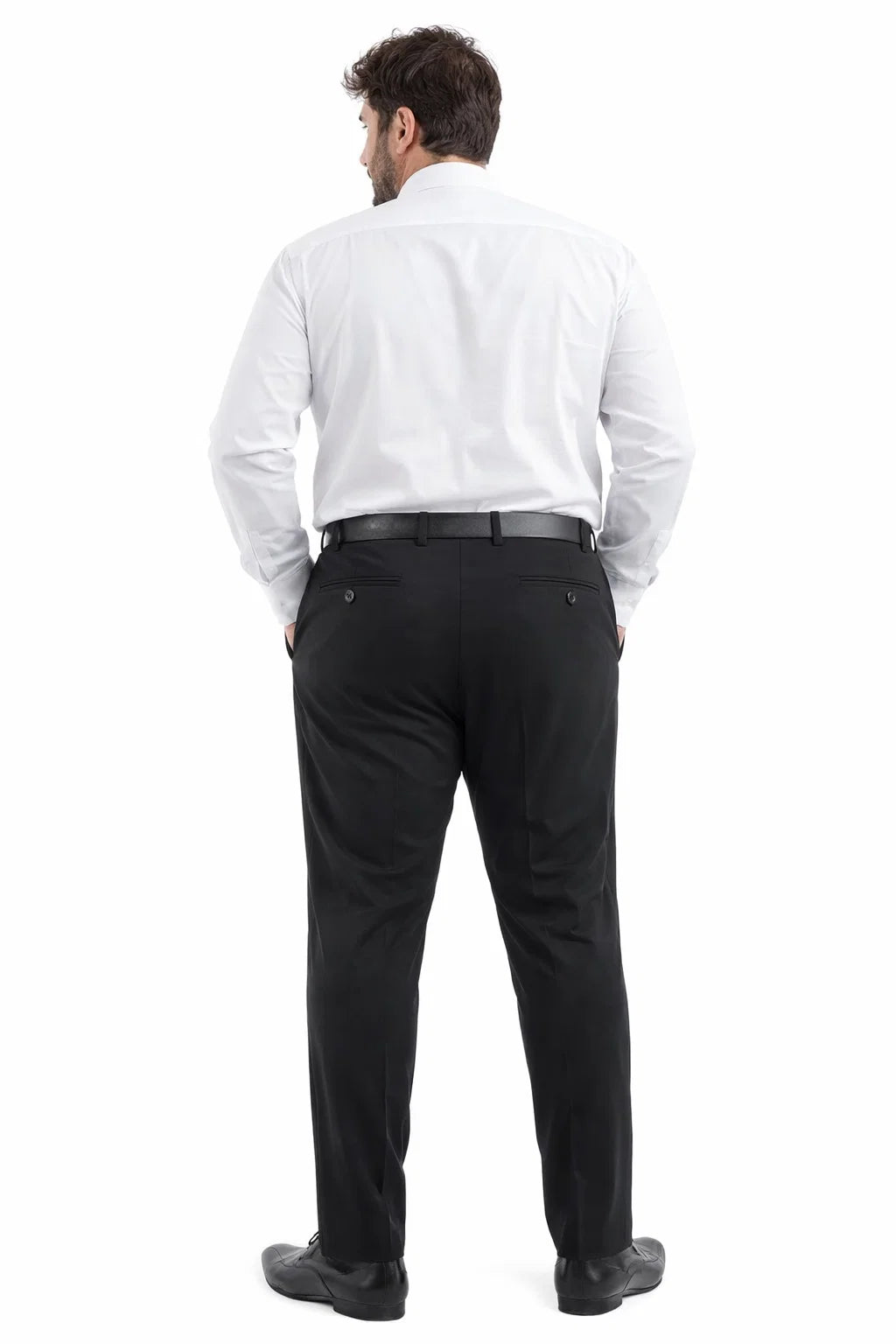 Men's Modern Fit Flat Front Tuxedo Separates Pants in Black