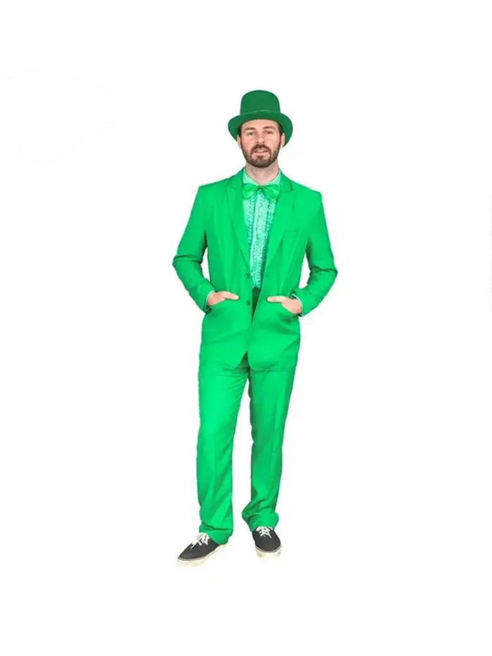 Vibrant Green Costume Suit with Matching Hat - Bold Party & Event Wear - USA Men's Outlet