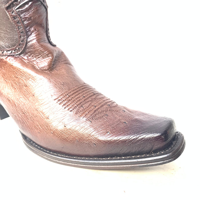 Los Altos Boots Brown Ostrich Quill Cowboy Boots by USA Men's Outlet