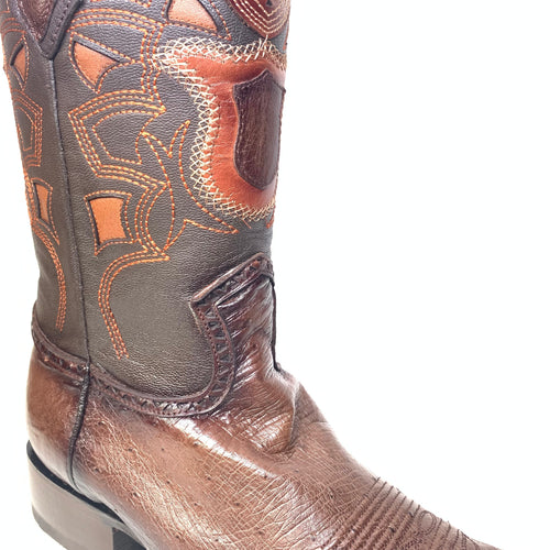 Los Altos Boots Brown Ostrich Quill Cowboy Boots by USA Men's Outlet